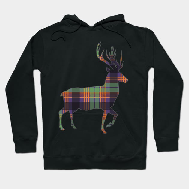 Purple, Green and Orange Tartan Scottish Stag Silhouette Hoodie by MacPean